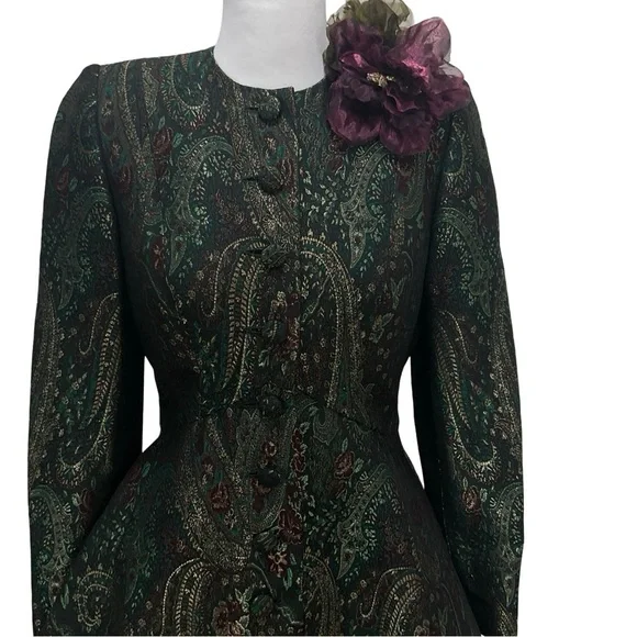 John Anthony Couture Green Paisley Evening Jacket - Picture 7 of 11